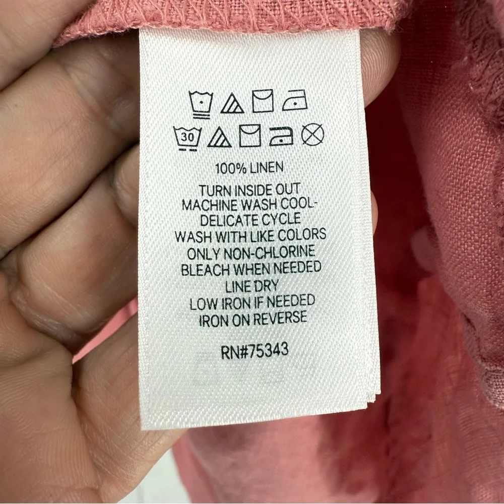 Cynthia Rowley dusty Rose Pink Linen v-neck relaxed fit mini dress M - Picture 6 of 8